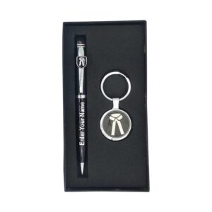 Personalized Advocate Pen And Keychain Set Customized Pen With Name Engraved Twist Ball Pen With Advocate Logo Combo Gift For Lawyer Sister Brother Father Friend - Black