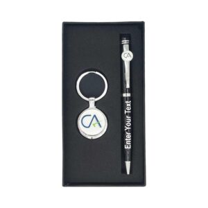 Personalized CA Metal Pen & Keychain With Name Engraved Customized Gift Combo For Chartered Accountant Ideal Gift For Brother Sister Special Occasion - Matt Black