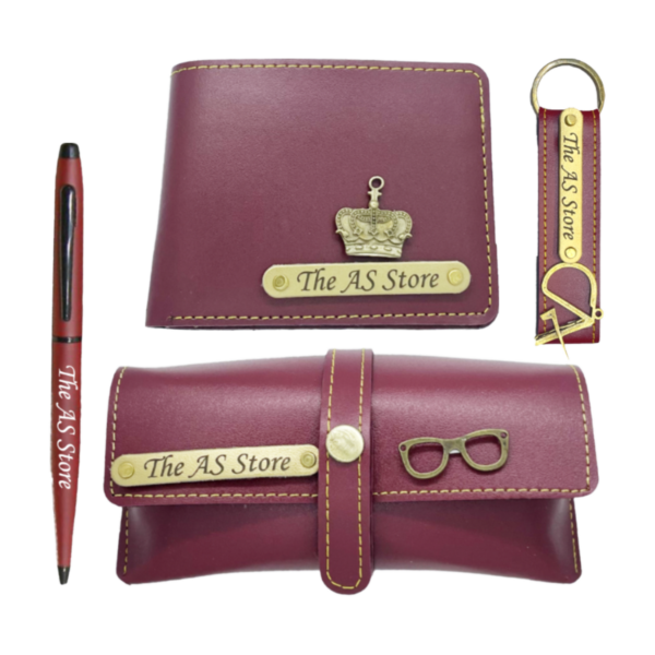Customized All-in-One Men's Combo Gifts - Maroon (Set of 4)