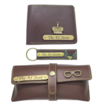 Customized All-in-One Men's Combo Gift - Brown - Set of 3