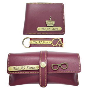 Customized All-in-One Men's Combo Gift - Maroon - Set of 3
