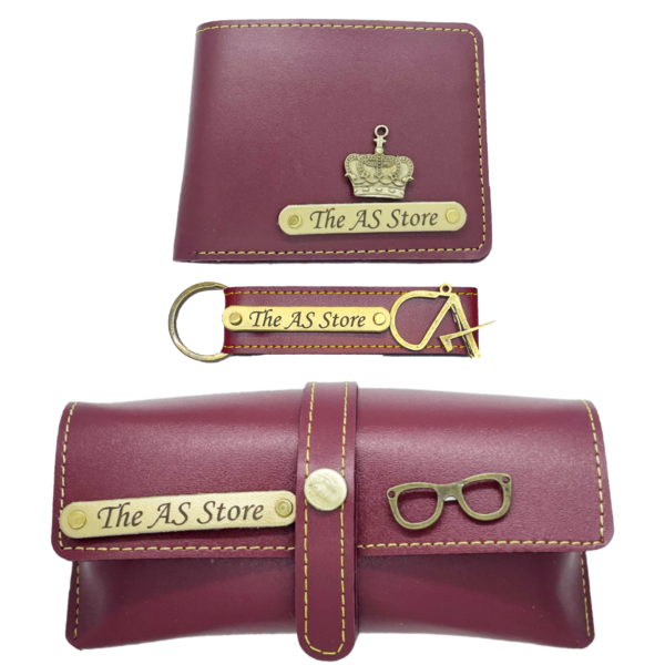 Customized All-in-One Men's Combo Gift - Maroon - Set of 3