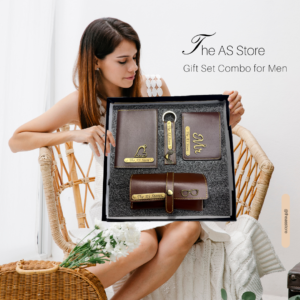 The AS Store Gift set for Men Combo with name engraved set of 4 - Brown