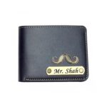 Customized Wallet with Name Engraved with Alloy Charm - Black