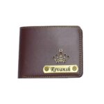 Customized Wallet with Name Engraved with Alloy Charm - Brown Wallet