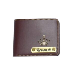 AS Store Customized Tan Wallet for Men – Personalized Name Wallet | Vegan Leather Customized Wallet with Name for Birthdays, Rakhi, Valentine’s Day and Diwali - Brown