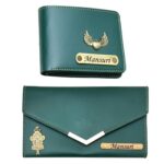 Customized Name Wallet for Couples Gift Set Combo - Green