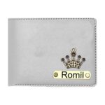 Customized Wallet with Name Engraved with Alloy Charm - Grey
