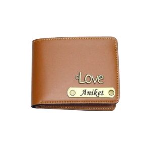 AS Store Customized Tan Wallet for Men – Personalized Name Wallet | Vegan Leather Customized Wallet with Name for Birthdays, Rakhi, Valentine’s Day and Diwali - Tan