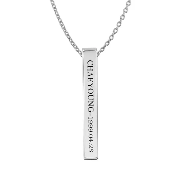 Chaeyoung Name Bar pendant with Birthdate Engraved