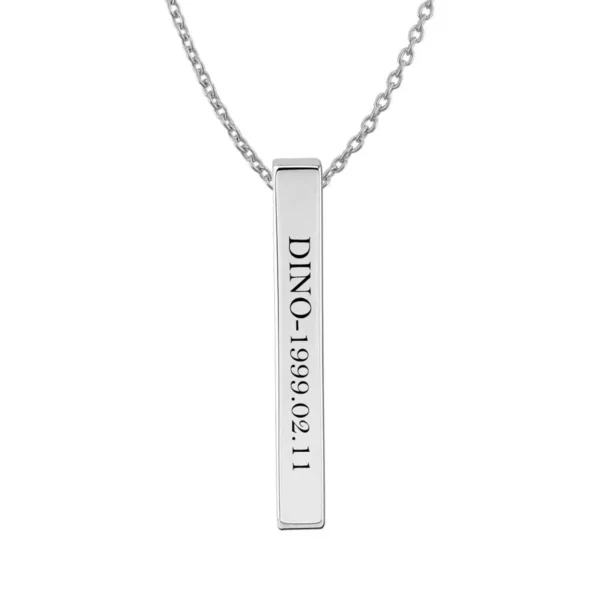 DINO Name Bar pendant with Birthdate Engraved