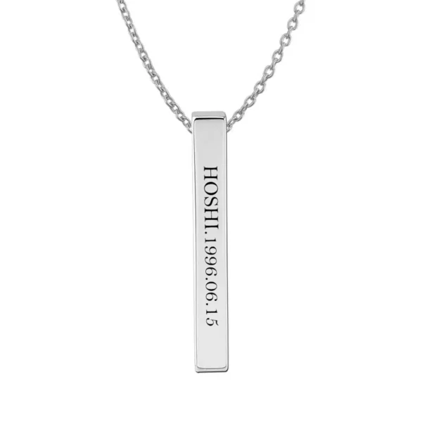 Hoshi Name Bar pendant with Birthdate Engraved