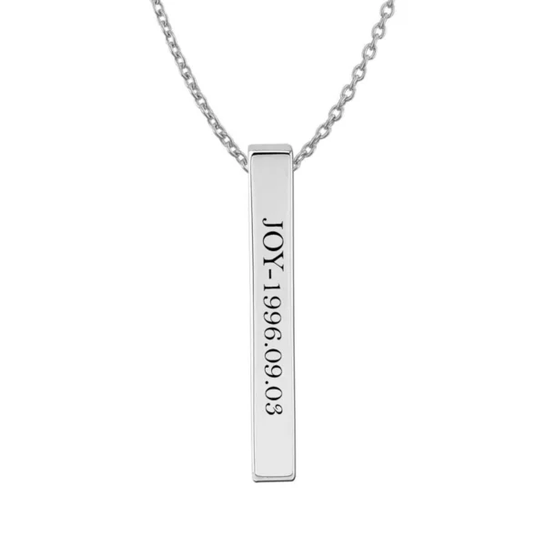 Joy Name Bar pendant with Birthdate Engraved