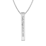 Lady Gaga Engraved Bar Pendant for American singer (Silver)