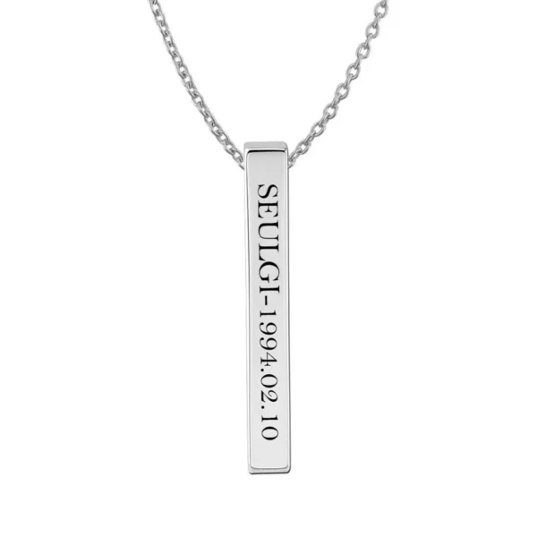 Seulgi Name Bar pendant with Birthdate Engraved