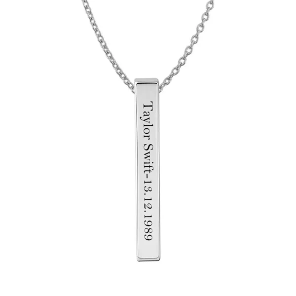 Taylor-Swift Name Bar pendant with Birthdate Engraved