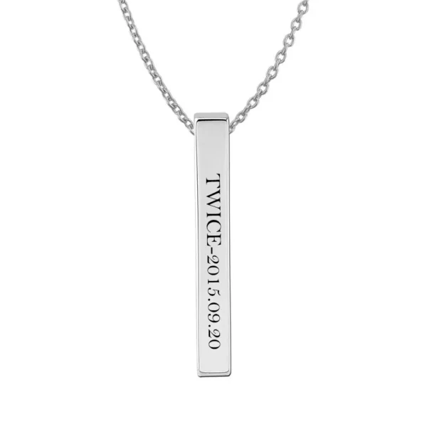 Twice Name Bar pendant with Birthdate Engraved