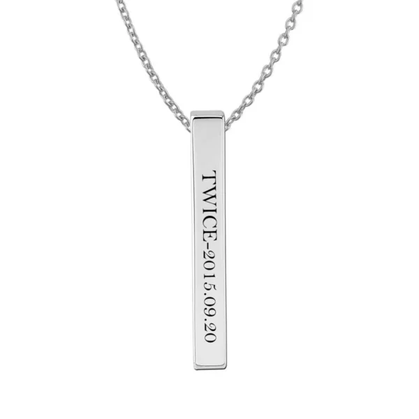 Tzuyu Name Bar pendant with Birthdate Engraved
