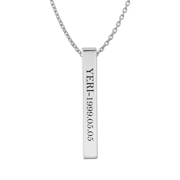 Yeri Name Bar pendant with Birthdate Engraved